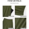 imageBTFBM Womens 2 Piece Outfits 2025 Summer V Neck Cap Sleeve Ruched Top and Wide Leg Pants Rib Knit Lounge Matching SetsArmy Green