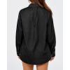 imageBTFBM Womens Button Down Denim Shirts Fall Lapel V Neck Lightweight Oversized Long Sleeve Thin Casual Blouse Tops PocketSolid Black