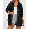 imageBTFBM Womens Button Down Denim Shirts Fall Lapel V Neck Lightweight Oversized Long Sleeve Thin Casual Blouse Tops PocketSolid Black