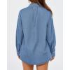 imageBTFBM Womens Button Down Denim Shirts Fall Lapel V Neck Lightweight Oversized Long Sleeve Thin Casual Blouse Tops PocketSolid Light Blue