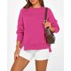 imageBTFBM Womens Casual Crewneck Sweatshirts 2025 Spring Fall Clothes Long Sleeve Side Slit Workout Fleece Pullover TopsRose Red