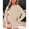 imageBTFBM Womens Casual Long Sleeve Sweaters Crew Neck Oversized Ribbed Knit Pullover Sweater 2025 Fall Winter Jumper TopsSolid Apricot