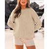 imageBTFBM Womens Casual Long Sleeve Sweaters Crew Neck Oversized Ribbed Knit Pullover Sweater 2025 Fall Winter Jumper TopsSolid Apricot