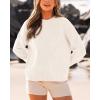 imageBTFBM Womens Casual Long Sleeve Sweaters Crew Neck Oversized Ribbed Knit Pullover Sweater 2025 Fall Winter Jumper TopsSolid Beige White