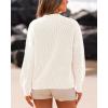 imageBTFBM Womens Casual Long Sleeve Sweaters Crew Neck Oversized Ribbed Knit Pullover Sweater 2025 Fall Winter Jumper TopsSolid Beige White