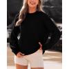 imageBTFBM Womens Casual Long Sleeve Sweaters Crew Neck Oversized Ribbed Knit Pullover Sweater 2025 Fall Winter Jumper TopsSolid Black
