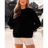 imageBTFBM Womens Casual Long Sleeve Sweaters Crew Neck Oversized Ribbed Knit Pullover Sweater 2025 Fall Winter Jumper TopsSolid Black