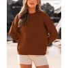 imageBTFBM Womens Casual Long Sleeve Sweaters Crew Neck Oversized Ribbed Knit Pullover Sweater 2025 Fall Winter Jumper TopsSolid Caramel