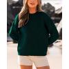 imageBTFBM Womens Casual Long Sleeve Sweaters Crew Neck Oversized Ribbed Knit Pullover Sweater 2025 Fall Winter Jumper TopsSolid Dark Green
