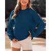 imageBTFBM Womens Casual Long Sleeve Sweaters Crew Neck Oversized Ribbed Knit Pullover Sweater 2025 Fall Winter Jumper TopsSolid Denim Blue