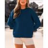 imageBTFBM Womens Casual Long Sleeve Sweaters Crew Neck Oversized Ribbed Knit Pullover Sweater 2025 Fall Winter Jumper TopsSolid Denim Blue