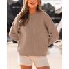 imageBTFBM Womens Casual Long Sleeve Sweaters Crew Neck Oversized Ribbed Knit Pullover Sweater 2025 Fall Winter Jumper TopsSolid Light Khaki