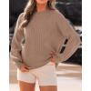 imageBTFBM Womens Casual Long Sleeve Sweaters Crew Neck Oversized Ribbed Knit Pullover Sweater 2025 Fall Winter Jumper TopsSolid Light Khaki