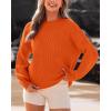 imageBTFBM Womens Casual Long Sleeve Sweaters Crew Neck Oversized Ribbed Knit Pullover Sweater 2025 Fall Winter Jumper TopsSolid Orange