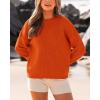 imageBTFBM Womens Casual Long Sleeve Sweaters Crew Neck Oversized Ribbed Knit Pullover Sweater 2025 Fall Winter Jumper TopsSolid Orange