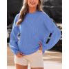 imageBTFBM Womens Casual Long Sleeve Sweaters Crew Neck Oversized Ribbed Knit Pullover Sweater 2025 Fall Winter Jumper TopsSolid Sky Blue