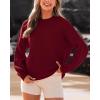 imageBTFBM Womens Casual Long Sleeve Sweaters Crew Neck Oversized Ribbed Knit Pullover Sweater 2025 Fall Winter Jumper TopsSolid Wine Red