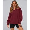 imageBTFBM Womens Oversized Hoodies Casual Fleece Long Sleeve V Neck Sweatshirts 2025 Trendy Spring Outfits Fall ClothesWine Red
