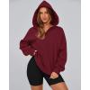 imageBTFBM Womens Oversized Hoodies Casual Fleece Long Sleeve V Neck Sweatshirts 2025 Trendy Spring Outfits Fall ClothesWine Red