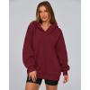 imageBTFBM Womens Oversized Hoodies Casual Fleece Long Sleeve V Neck Sweatshirts 2025 Trendy Spring Outfits Fall ClothesWine Red