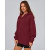 imageBTFBM Womens Oversized Hoodies Casual Fleece Long Sleeve V Neck Sweatshirts 2025 Trendy Spring Outfits Fall ClothesWine Red