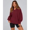 imageBTFBM Womens Oversized Hoodies Casual Fleece Long Sleeve V Neck Sweatshirts 2025 Trendy Spring Outfits Fall ClothesWine Red