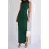 imageBTFBM Womens Two Piece Outfits Summer Lightweight 2025 Mock Neck Sleeveless Knit Tops Maxi Skirt Set Going Out DressDark Green