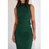 imageBTFBM Womens Two Piece Outfits Summer Lightweight 2025 Mock Neck Sleeveless Knit Tops Maxi Skirt Set Going Out DressDark Green