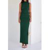 imageBTFBM Womens Two Piece Outfits Summer Lightweight 2025 Mock Neck Sleeveless Knit Tops Maxi Skirt Set Going Out DressDark Green