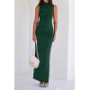imageBTFBM Womens Two Piece Outfits Summer Lightweight 2025 Mock Neck Sleeveless Knit Tops Maxi Skirt Set Going Out DressDark Green