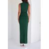 imageBTFBM Womens Two Piece Outfits Summer Lightweight 2025 Mock Neck Sleeveless Knit Tops Maxi Skirt Set Going Out DressDark Green