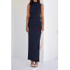 imageBTFBM Womens Two Piece Outfits Summer Lightweight 2025 Mock Neck Sleeveless Knit Tops Maxi Skirt Set Going Out DressNavy