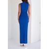 imageBTFBM Womens Two Piece Outfits Summer Lightweight 2025 Mock Neck Sleeveless Knit Tops Maxi Skirt Set Going Out DressRoyal Blue