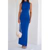 imageBTFBM Womens Two Piece Outfits Summer Lightweight 2025 Mock Neck Sleeveless Knit Tops Maxi Skirt Set Going Out DressRoyal Blue