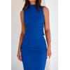 imageBTFBM Womens Two Piece Outfits Summer Lightweight 2025 Mock Neck Sleeveless Knit Tops Maxi Skirt Set Going Out DressRoyal Blue