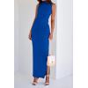 imageBTFBM Womens Two Piece Outfits Summer Lightweight 2025 Mock Neck Sleeveless Knit Tops Maxi Skirt Set Going Out DressRoyal Blue