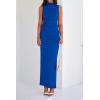 imageBTFBM Womens Two Piece Outfits Summer Lightweight 2025 Mock Neck Sleeveless Knit Tops Maxi Skirt Set Going Out DressRoyal Blue