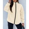 imageBTFBM Womens Zip Up Fleece Jackets Stand Collar 2024 Fall Winter Outerwear Casual Fuzzy Coats with PocketsApricot