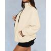 imageBTFBM Womens Zip Up Fleece Jackets Stand Collar 2024 Fall Winter Outerwear Casual Fuzzy Coats with PocketsApricot
