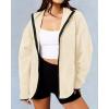imageBTFBM Womens Zip Up Fleece Jackets Stand Collar 2024 Fall Winter Outerwear Casual Fuzzy Coats with PocketsApricot