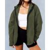 imageBTFBM Womens Zip Up Fleece Jackets Stand Collar 2024 Fall Winter Outerwear Casual Fuzzy Coats with PocketsArmy Green