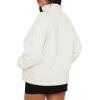 imageBTFBM Womens Zip Up Fleece Jackets Stand Collar 2024 Fall Winter Outerwear Casual Fuzzy Coats with PocketsBeige White