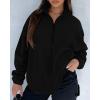 imageBTFBM Womens Zip Up Fleece Jackets Stand Collar 2024 Fall Winter Outerwear Casual Fuzzy Coats with PocketsBlack