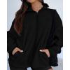 imageBTFBM Womens Zip Up Fleece Jackets Stand Collar 2024 Fall Winter Outerwear Casual Fuzzy Coats with PocketsBlack