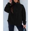 imageBTFBM Womens Zip Up Fleece Jackets Stand Collar 2024 Fall Winter Outerwear Casual Fuzzy Coats with PocketsBlack