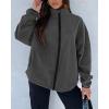 imageBTFBM Womens Zip Up Fleece Jackets Stand Collar 2024 Fall Winter Outerwear Casual Fuzzy Coats with PocketsDark Grey