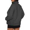 imageBTFBM Womens Zip Up Fleece Jackets Stand Collar 2024 Fall Winter Outerwear Casual Fuzzy Coats with PocketsDark Grey
