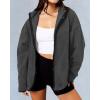 imageBTFBM Womens Zip Up Fleece Jackets Stand Collar 2024 Fall Winter Outerwear Casual Fuzzy Coats with PocketsDark Grey