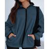 imageBTFBM Womens Zip Up Fleece Jackets Stand Collar 2024 Fall Winter Outerwear Casual Fuzzy Coats with PocketsGrey Blue