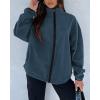 imageBTFBM Womens Zip Up Fleece Jackets Stand Collar 2024 Fall Winter Outerwear Casual Fuzzy Coats with PocketsGrey Blue